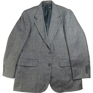 Oscar de la Renta Mens Wool Blazer  40R Gray Plaid   Jacket Classic 100% Wool
